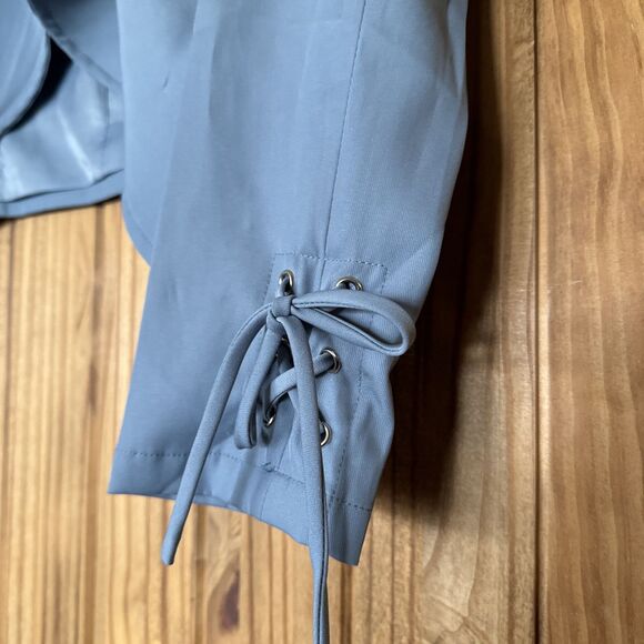 Allegra K Open Front Cardigan Jacket Work Office Business Suit Blazer Blue Sz M - Picture 4 of 16